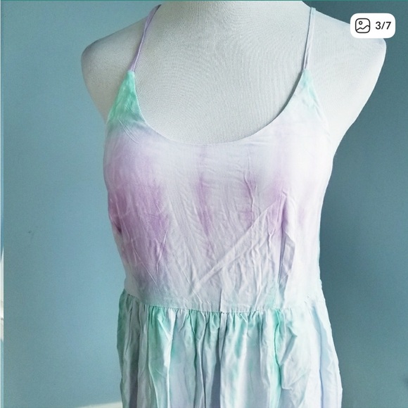 2/$40 Purple and Mint Pastel Tie Dye Maxi Dress Size Small - Picture 4 of 7